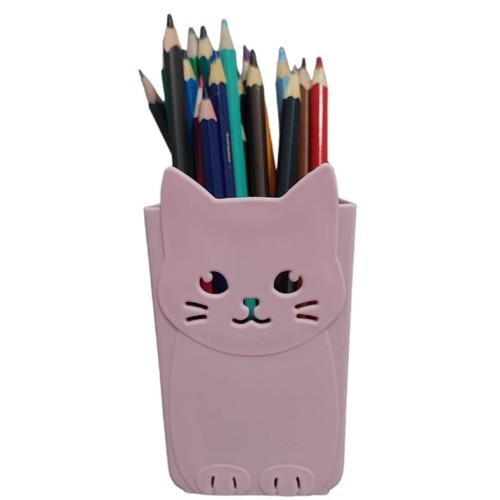 Porta treco plastico,  lapis, caneta,escova de dente   gatinho 
